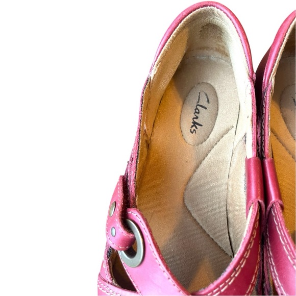 Clarks Women's Red Leather Shoes Sz 8 - Picture 7 of 16